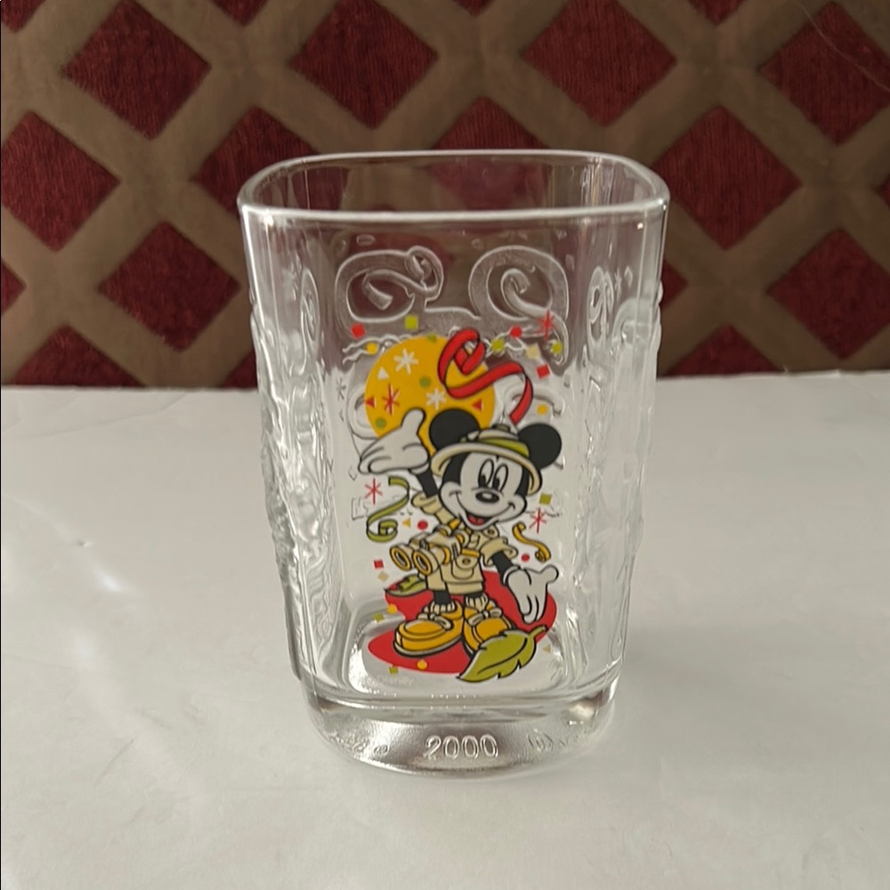 McDonalds Walt Disney world commerative 2000 Mickey Mouse square Glass Tumbler